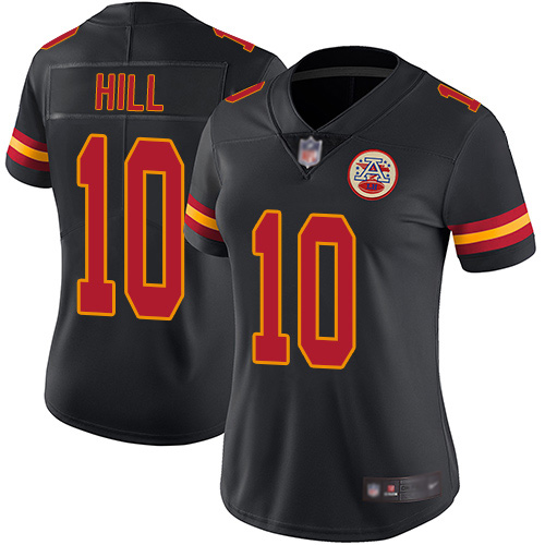 Women Kansas City Chiefs #10 Hill Tyreek Limited Black Rush Vapor Untouchable Football Nike NFL Jersey